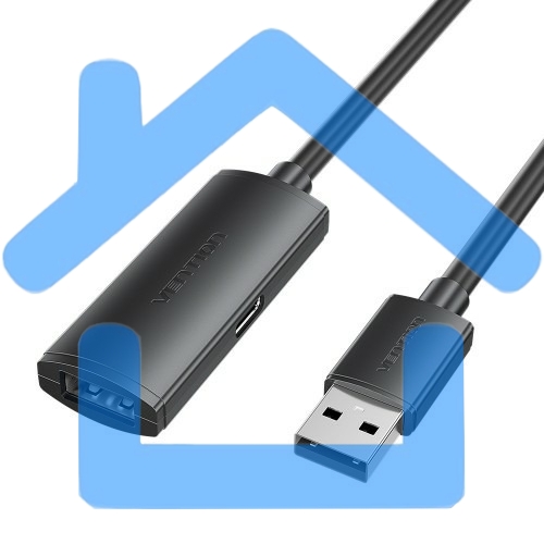 Активный кабель-удлинитель Vention USB 2.0 AM/AF с усилителем - 5м Черный