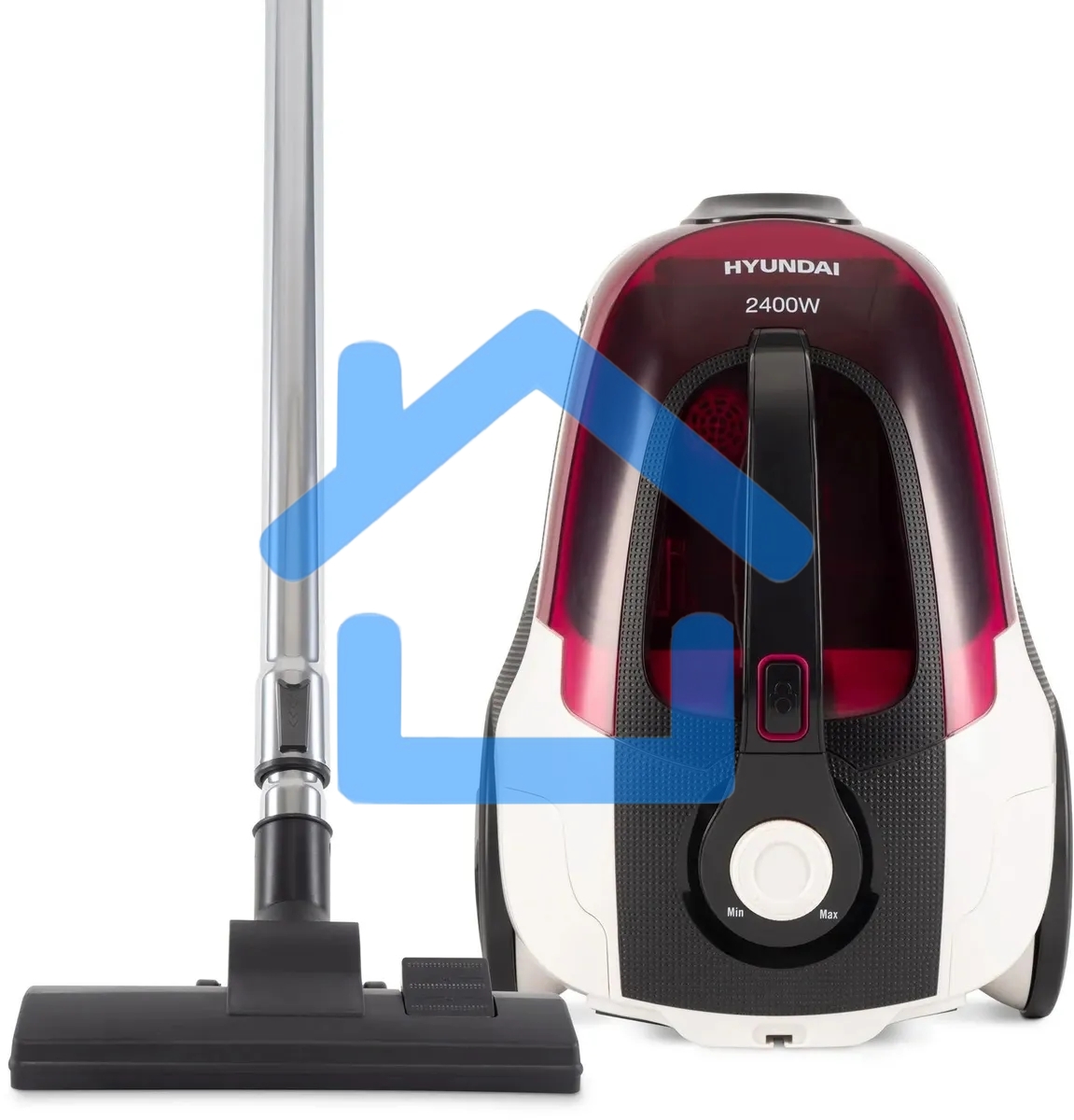 Пылесос Hyundai HYV-C3370 белый/красный, 380/2400 Вт, уборка сухая, пылесборник контейнер 3.5 л
