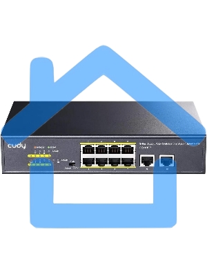 Коммутатор Cudy 8 RJ-45 10/100/1000M PSE ports +2 RJ45 10/100/1000 Uplink Port Unmanaged PoE+ Switch 120W, CCTV/VLAN mode support, long distance:250M at CCTV mode. 802.3af/at standard, Aternative 1/2(+),3/6(-), Rack-mountable Steel Case, Watchdog, 120W in