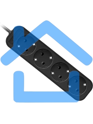 Удлинитель Defender M418 черный, 1.8 м, EURO, 4 розетки, 2200 Вт