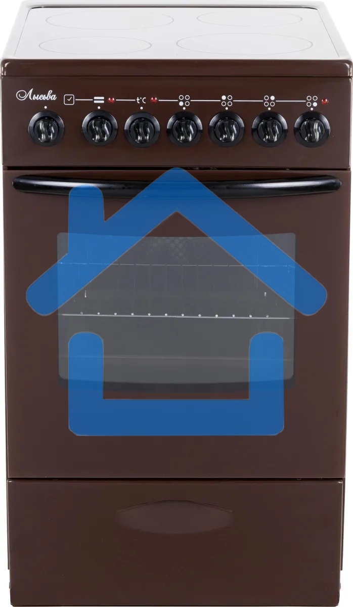 Плита электрическая Лысьва EF4006MK00 коричневый, конфорок 4 электрических, духовка 57 л, 50 см x 84 см x 60 см (без крышки)