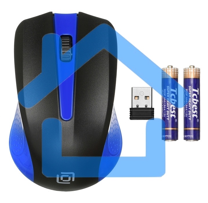 Мышь беспроводная Oklick 485MW черный/синий, 1200 dpi, радиоканал, USB, кнопки - 3