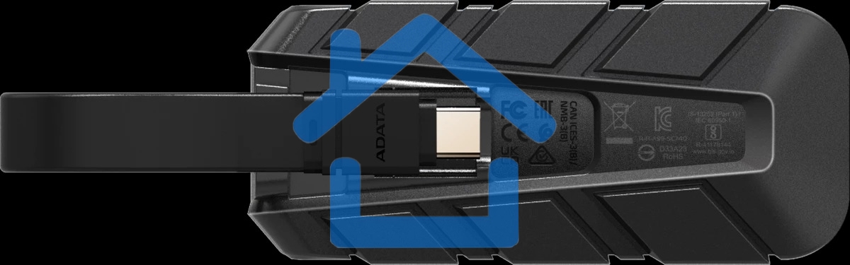 Внешний SSD   ADATA SC740 черно-синий SC740-500G-CBU 500Gb (USB3.2 gen 2 type C, 1050/1000Mbs, 122x41x22mm, 40g, защита от падения, встроенный кабель)