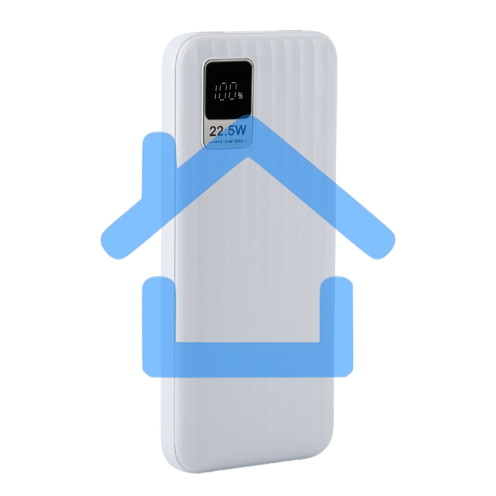 Портативный аккумулятор Perfeo Powerbank WATERFALL 10000 mAh/LED дисплей/PD + QC 3.0/Type-C/2 USB/Выход: 5A, max 22.5Wбелый (PF_E1468)