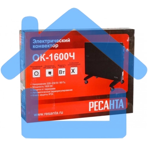Конвектор Ресанта ОК-1600Ч, черный, 1600 Вт, 20 м2, термостат 67/4/34