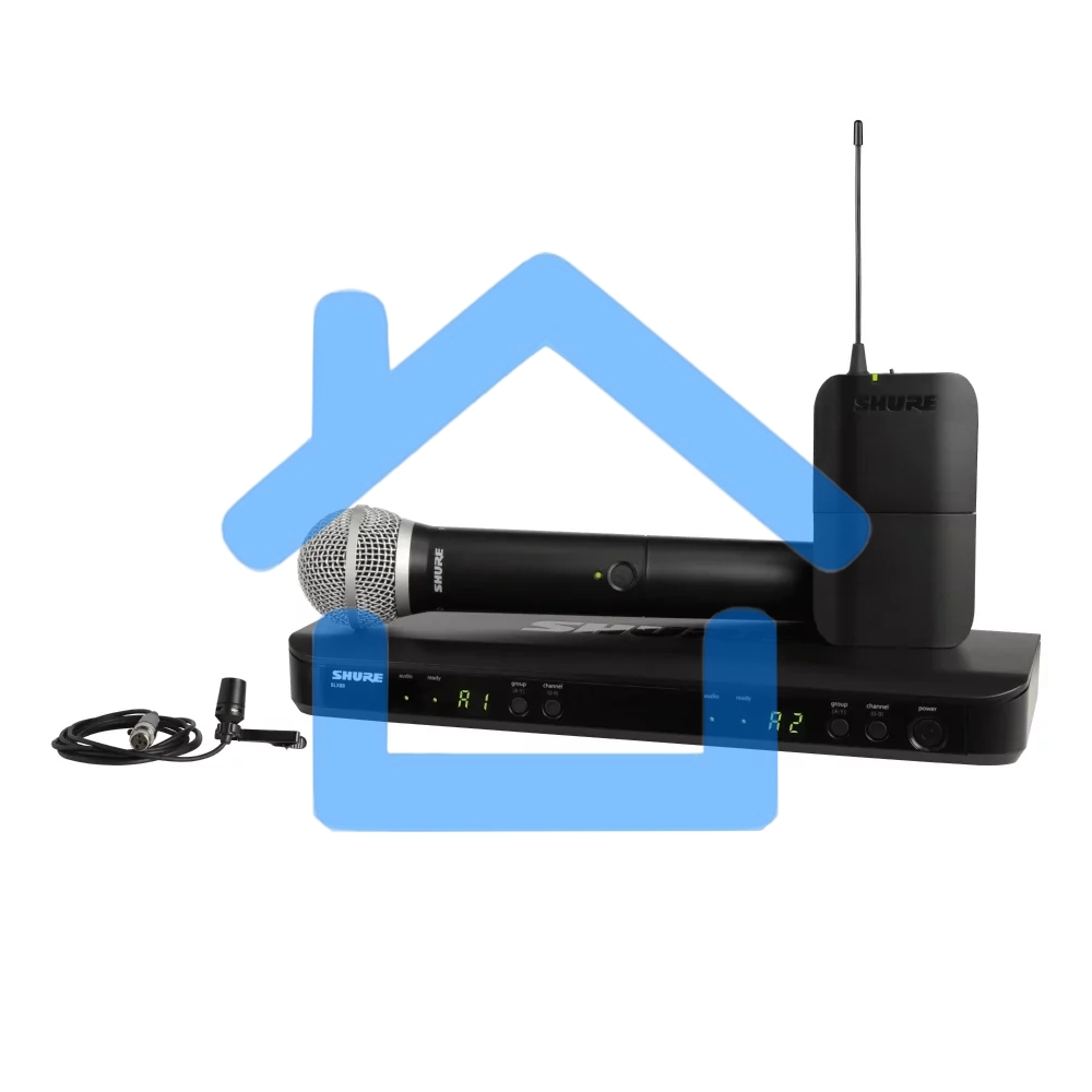 Микрофонная система SHURE BLX1288E/CVL-M17 беспроводная, двухканальная, с ручным передатчиком PG58 и петличным микрофоном CVL-B/C, частота UHF 662-686 МГц