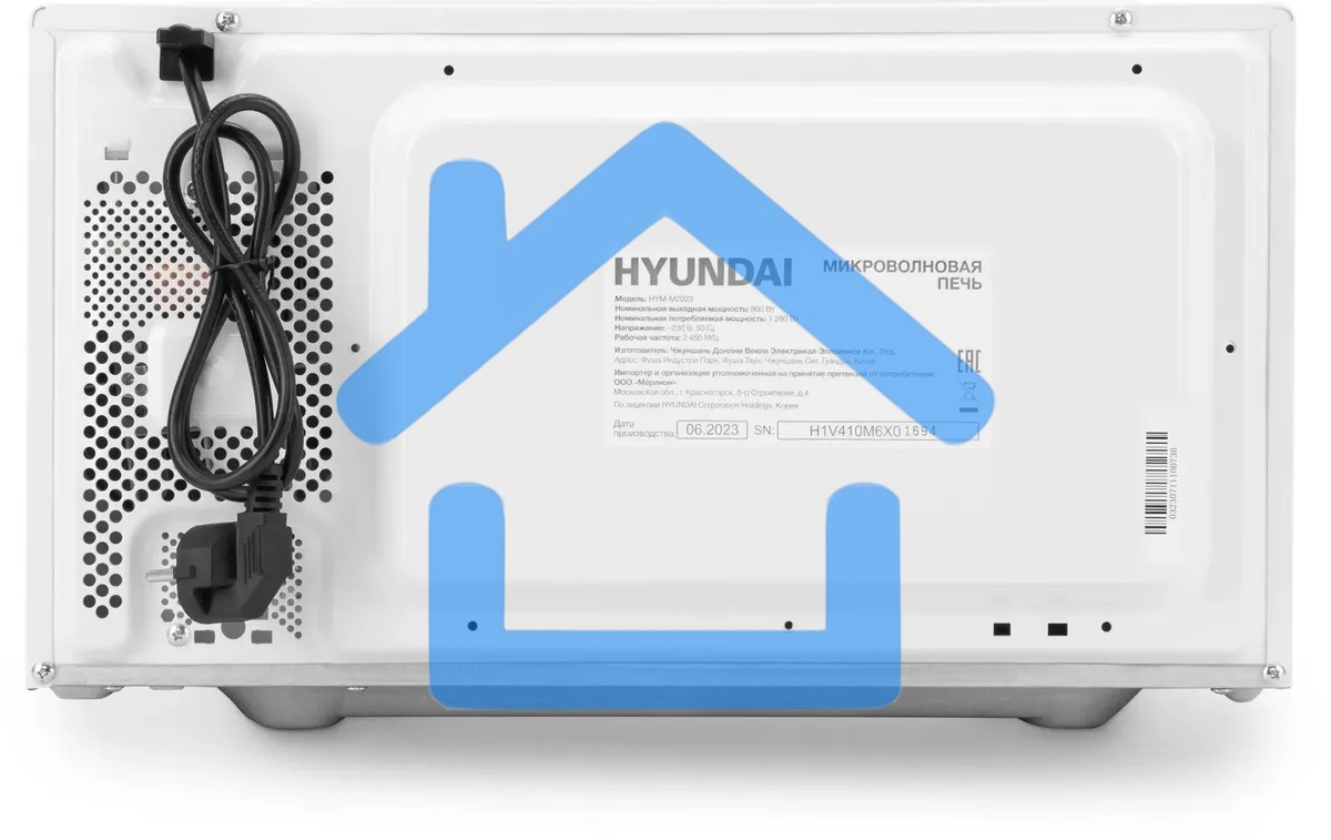 Микроволновая печь Hyundai HYM-M2023 белый/хром, 23 л, 800 Вт, переключатели - поворотный механизм