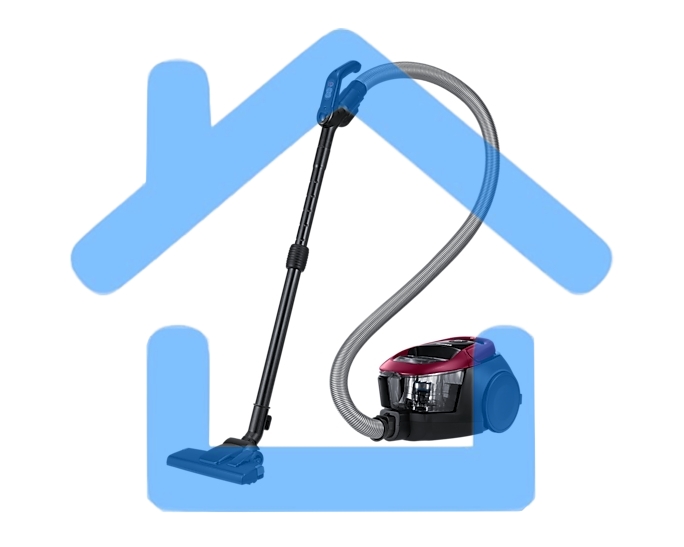 Пылесос Samsung VC18M31A0HP бордовый/черный, 380/1800 Вт, уборка сухая, пылесборник контейнер 2 л