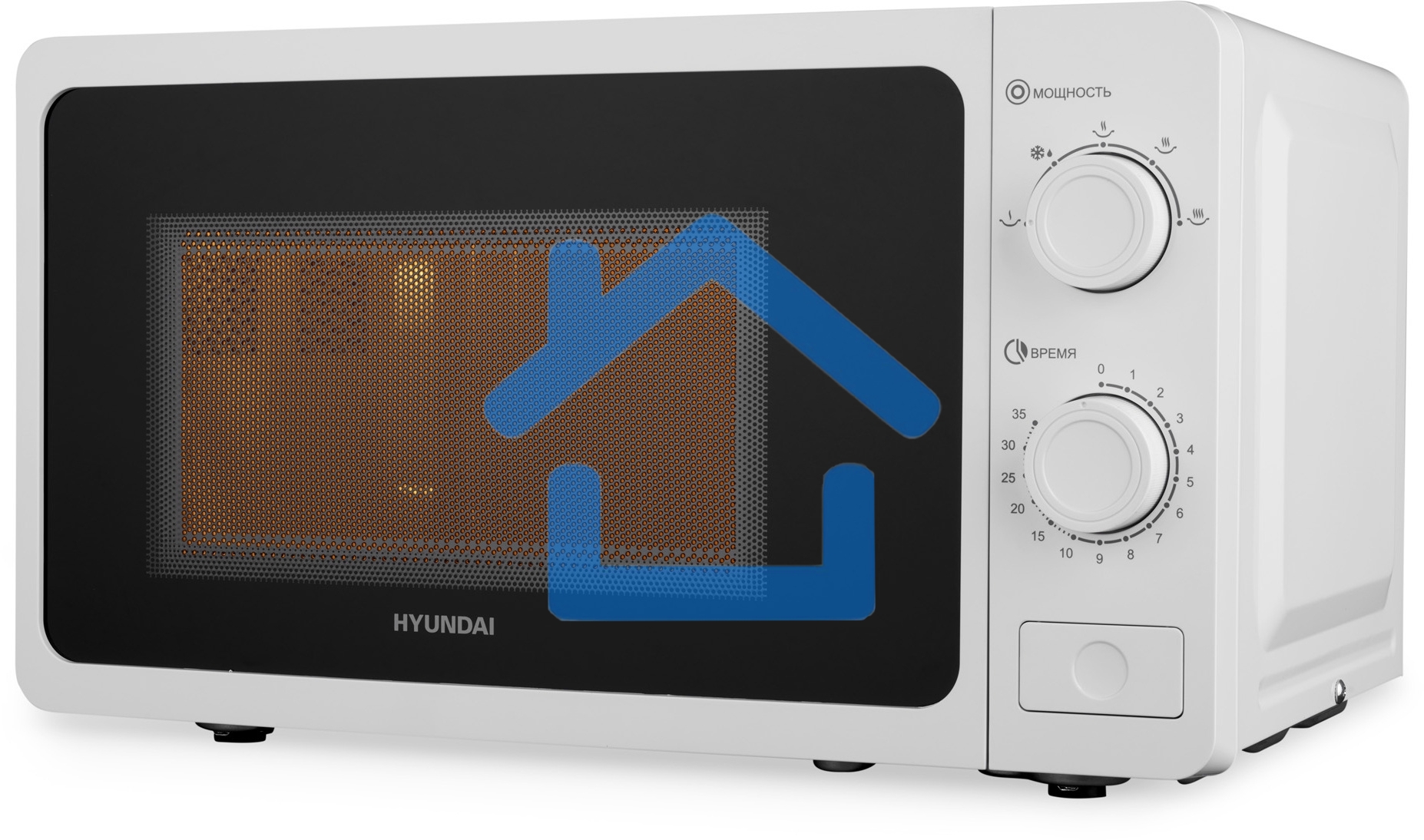 Микроволновая печь Hyundai HYM-M2009 белый, 20 л, 700 Вт, переключатели - поворотный механизм