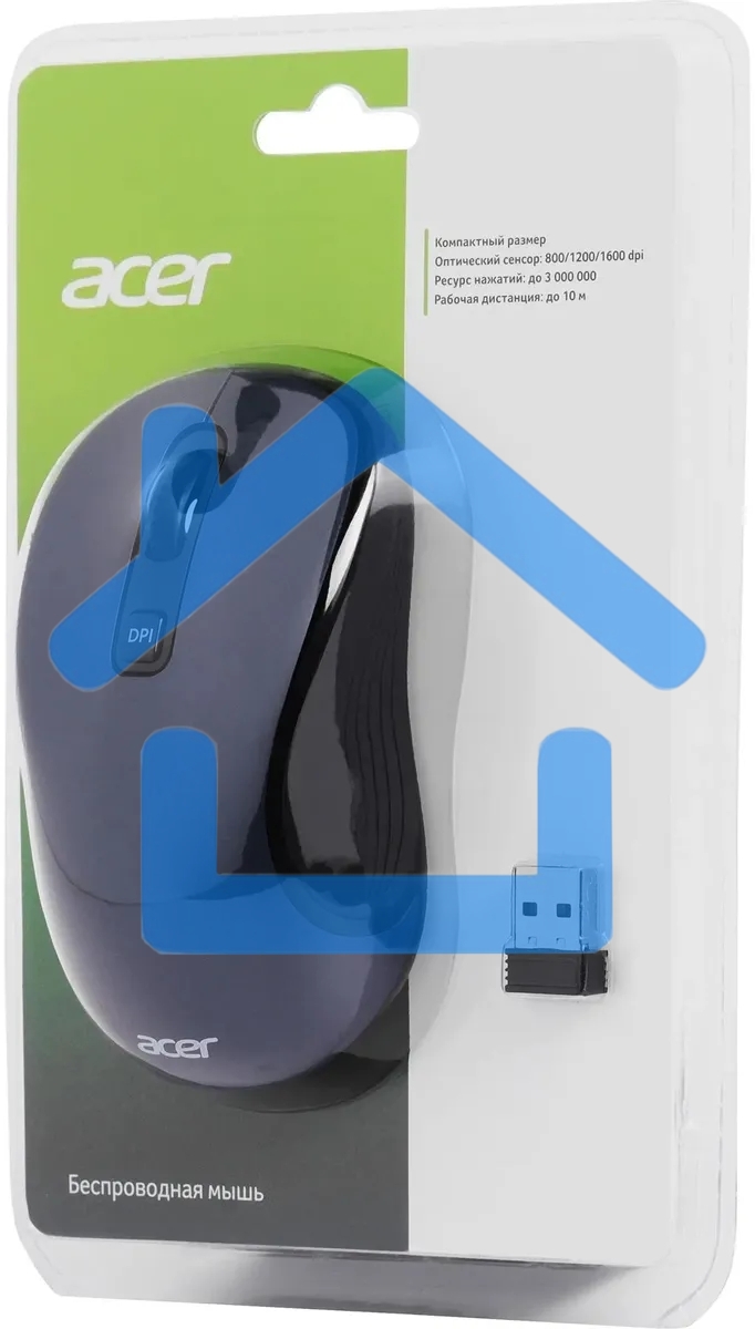 Мышь беспроводная Acer OMR306 черный/серый, 1600 dpi, радиоканал, USB, кнопки - 6