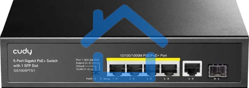 Коммутатор Cudy GS1005PTS1 (L2) 5x1Гбит/с 1SFP 4PoE+ 120W неуправляемый