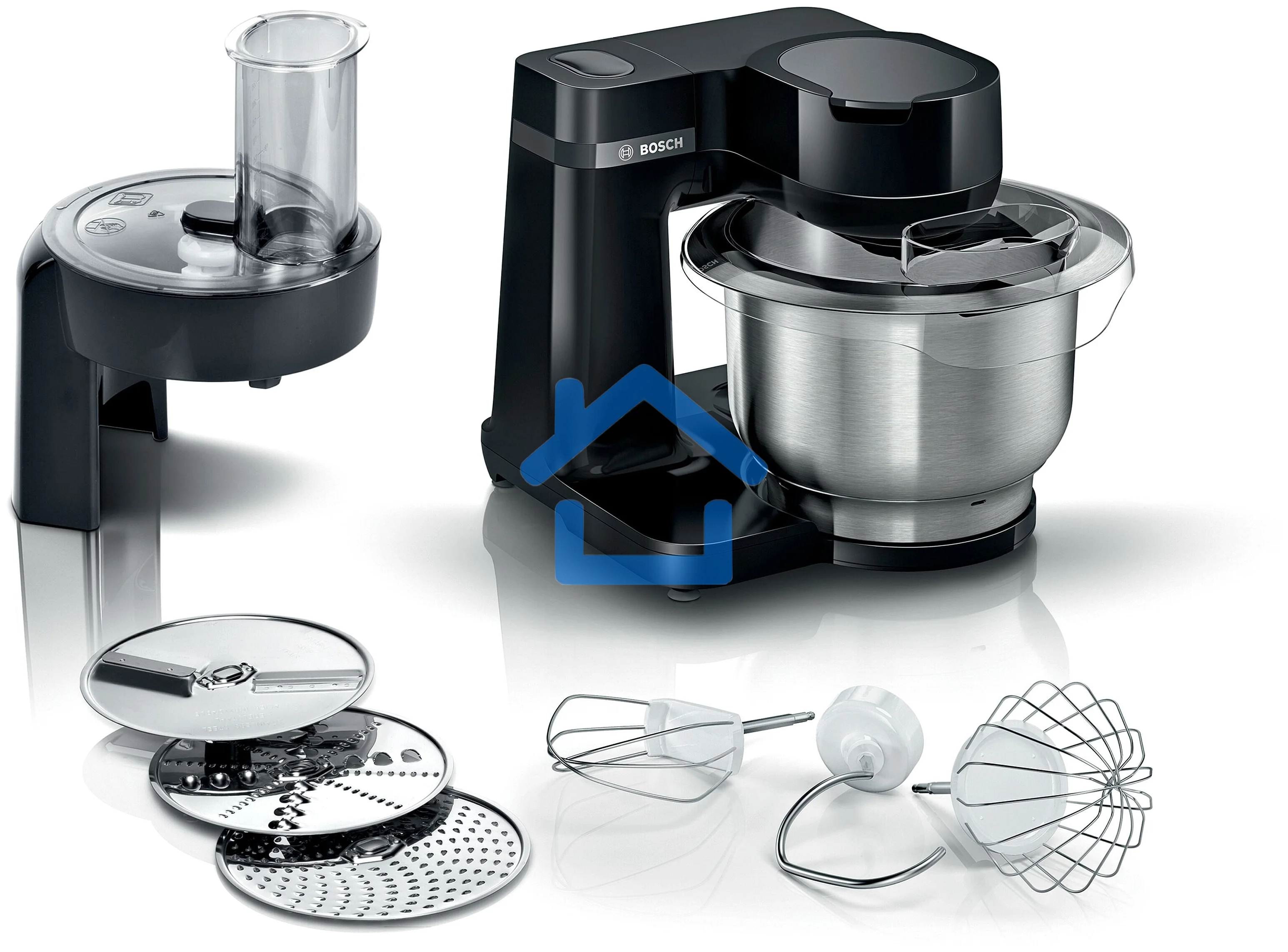 Кухонный комбайн Bosch MUMS2EB01, 700 Вт, 4 скорости, металл чаша 3,8 л, черный