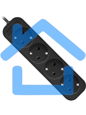 Удлинитель Defender M430 черный, 3 м, EURO, 4 розетки, 2200 Вт