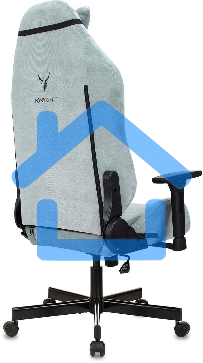 Кресло игровое Бюрократ Knight N1 Fabric серо-голубой Light-28 с подголов. крестовина металл