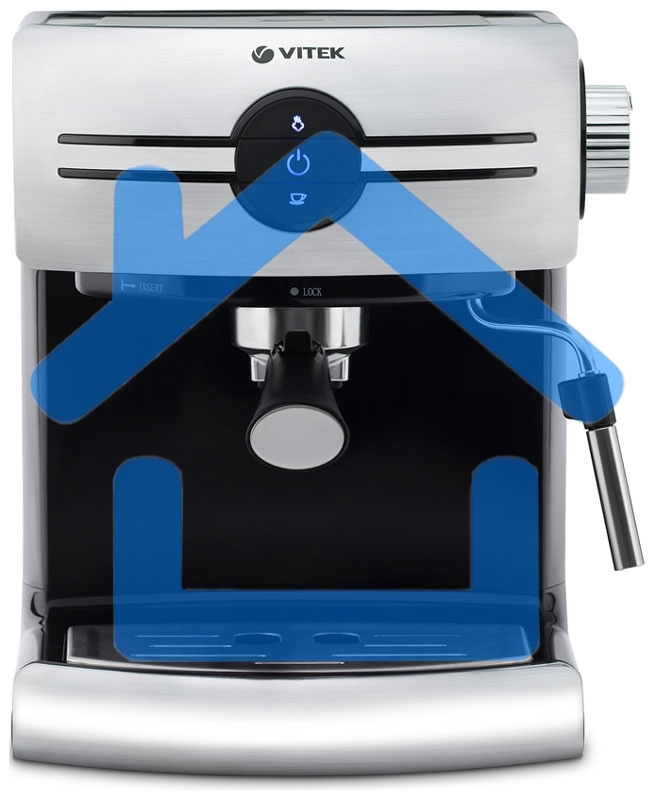 Кофеварка рожковая Vitek VT-1507 серебристый/черный, исп. кофе - молотый, 1.5 л, 1050 Вт, 15 Бар.