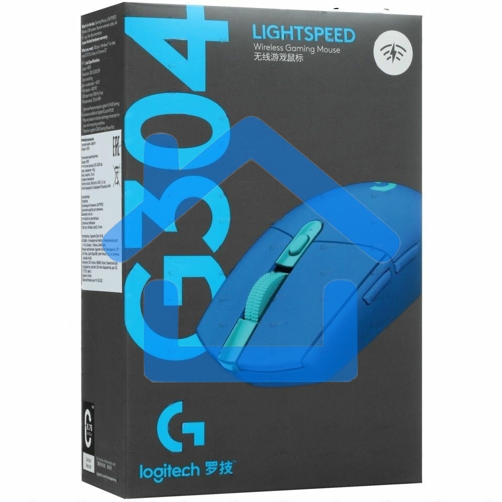 Мышь беспроводная Logitech G304 Lightspeed синий, 12000 dpi, радиоканал, USB, кнопки - 6