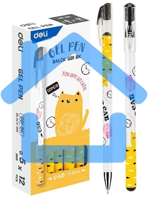 Ручка гелевая Deli EG81-BK ассорти, черные чернила, игловидный пишущий наконечник, линия 0.5мм