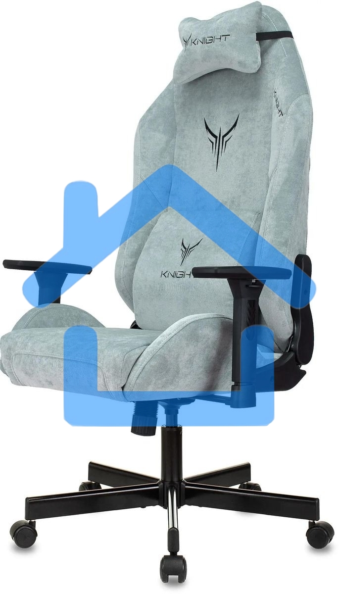 Кресло игровое Бюрократ Knight N1 Fabric серо-голубой Light-28 с подголов. крестовина металл