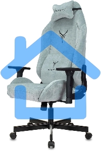 Кресло игровое Бюрократ Knight N1 Fabric серо-голубой Light-28 с подголов. крестовина металл