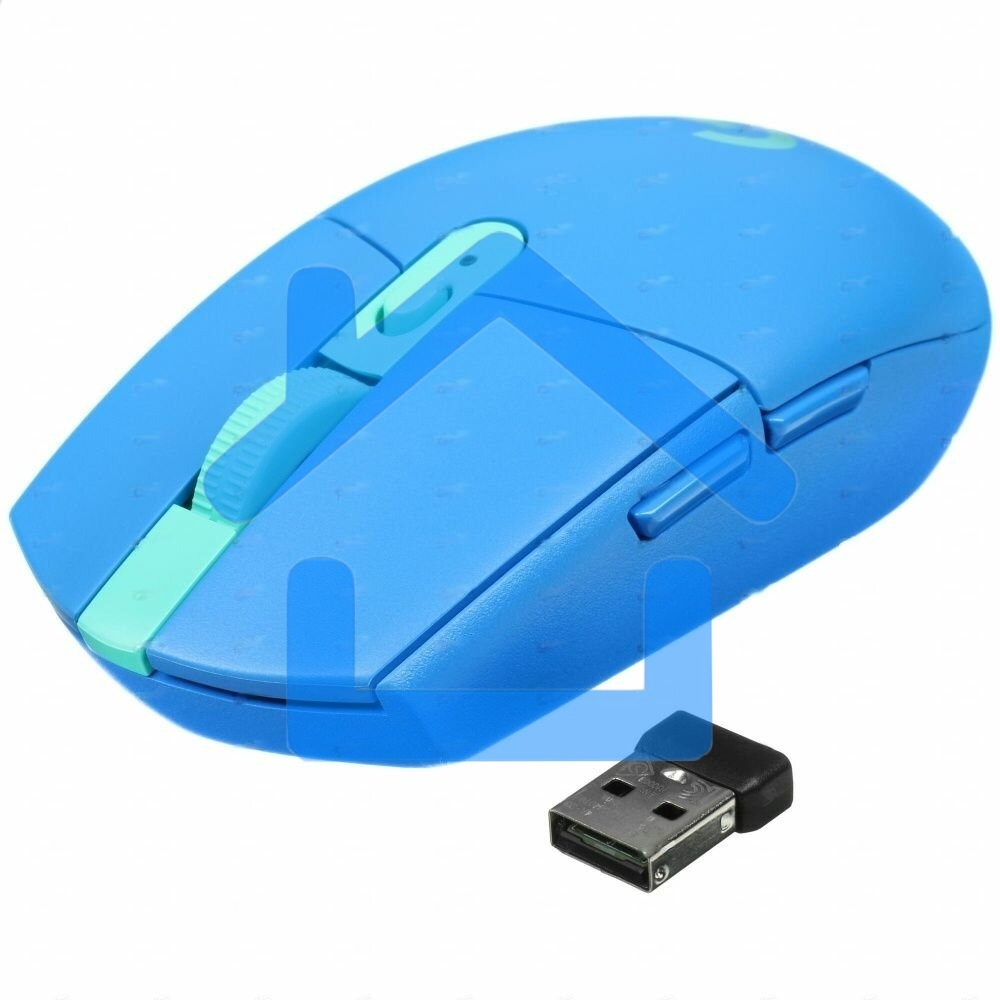 Мышь беспроводная Logitech G304 Lightspeed синий, 12000 dpi, радиоканал, USB, кнопки - 6