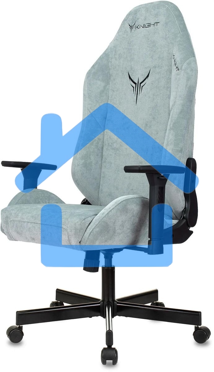 Кресло игровое Бюрократ Knight N1 Fabric серо-голубой Light-28 с подголов. крестовина металл