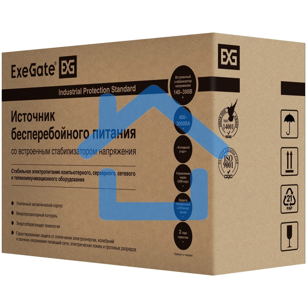 Источник бесперебойного питания ExeGate Power Back BNB-450.LED.AVR.4C13 450VA/240W, LED, AVR, 4*C13, металлический корпус, черный