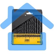 Набор ручного инструмента Deli Набор сверл по металлу HSS (1-10мм, 19 шт) Deli DH-MHZ019-ED1 пластиковый кейс