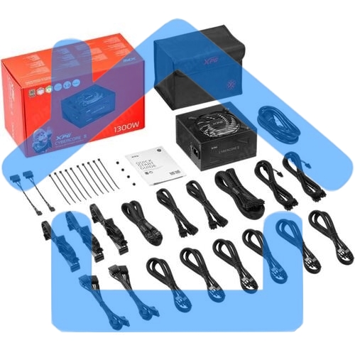 Блок питания ADATA XPG CYBERCORE II 1300W RTL (CYBERCOREII1300P-BKCEU), 1300Вт, 80 PLUS Platinum, 120мм, модульный, черный