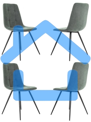 Стул для дома Бюрократ KF-9_4 комплект 4шт серый Alfa 44 металл черный на ножках (KF-9/ALFA44_4)