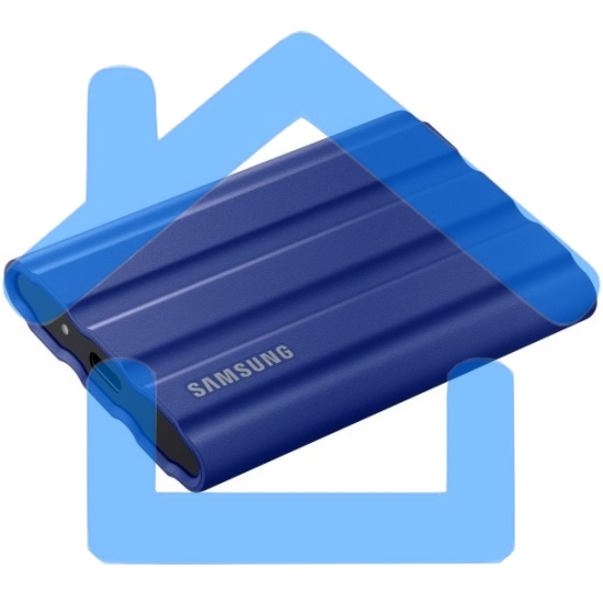 Накопитель Samsung External SSD T7 Shield, 2TB, Type C-to-C/A, USB 3.2 Gen2, R/W 1050/1000MB/s, IP65, 88x59x13mm, 98g, Blue (12 мес.)