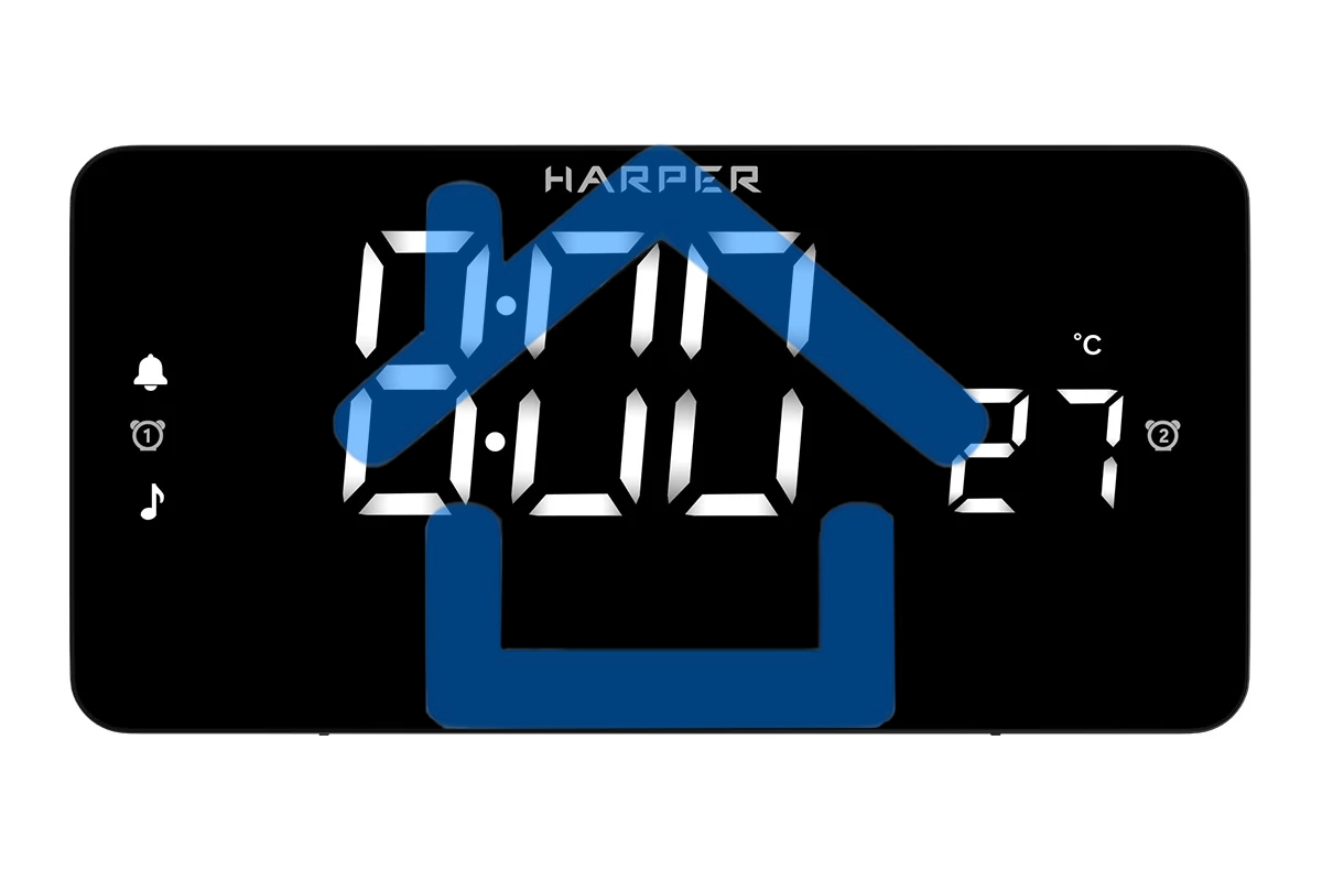 Радиобудильник Harper HCLK-5030 black - белый led