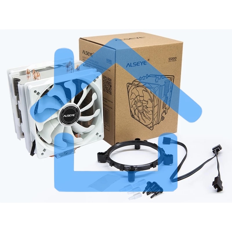Кулер для процессора Alseye S120D-W белый, 120 мм, алюминий/медь, 1700 об/мин, 38.8 дБ, 4 pin, 135 Вт, 153 мм