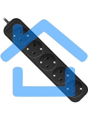 Удлинитель Defender M530 черный, 3 м, EURO, 5 розеток, 2200 Вт