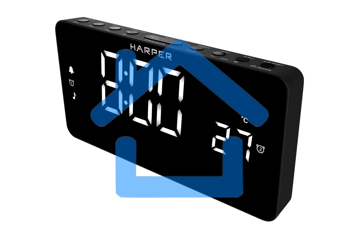 Радиобудильник Harper HCLK-5030 black - белый led