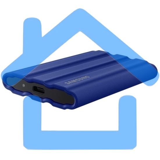 Накопитель Samsung External SSD T7 Shield, 2TB, Type C-to-C/A, USB 3.2 Gen2, R/W 1050/1000MB/s, IP65, 88x59x13mm, 98g, Blue (12 мес.)