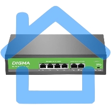 Коммутатор Digma DSP204F-2F-T80 DSP204F-2F-T80 V1 (L2) 6x100Мбит/с 4PoE 4PoE+ 80W неуправляемый