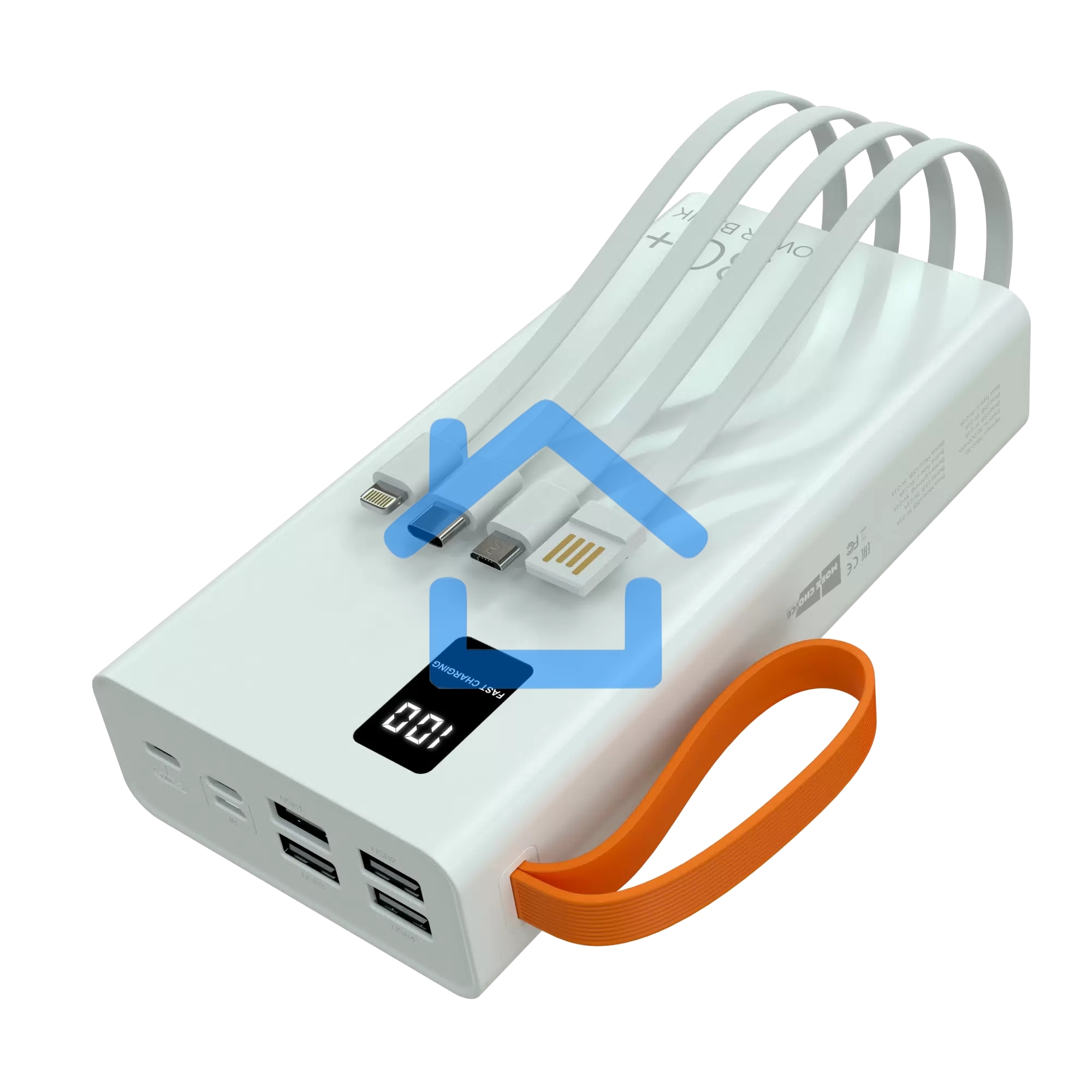 Портативный аккумулятор More choice (4620202550583) PB22-30 с кабелем 2USB 2.1A - 30000mAh белый