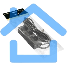 Удлинитель ExeGate ECE-3-3B (EX285804RUS ), черный, 3 м, евровилка с заземлением, 3 евророзетки с заземлением, 2200 Вт