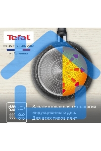Сковорода Tefal Rock 4235124 круглая 24см покрытие: антипригарное ручка несъемная (без крышки) черный (9100054293)