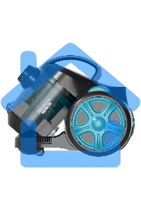 Пылесос Blackton Bt VC1802B черный/голубой, 350/1400 Вт, уборка сухая, пылесборник контейнер 2 л