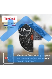 Сковорода Tefal Rock 4235124 круглая 24см покрытие: антипригарное ручка несъемная (без крышки) черный (9100054293)