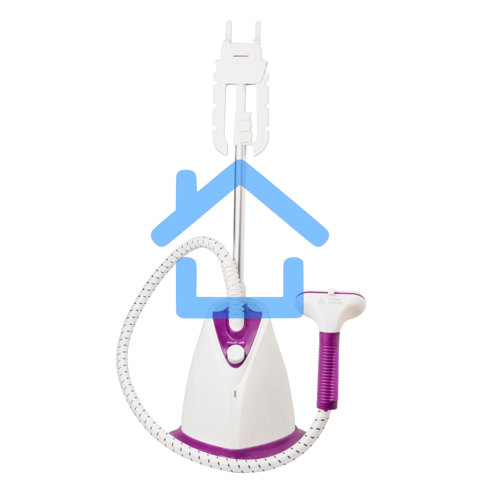 Отпариватель Galaxy Line GL 6211, белый с фиолетовым, стационарный, 2000 Вт, объем контейнера для воды 1,7 л, 3 режима отпаривания