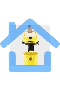 Строительный пылесос Karcher WD 2 Plus V-12/4/18 желтый, 1000 Вт, уборка сухая/сбор воды, пылесборник мешок/контейнер, 12 л