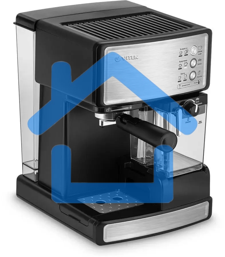 Кофеварка рожковая Vitek VT-1514 (BK) нержавеющая сталь/черный, исп. кофе - молотый, 1.65 л, 1238 Вт, 15 Бар.