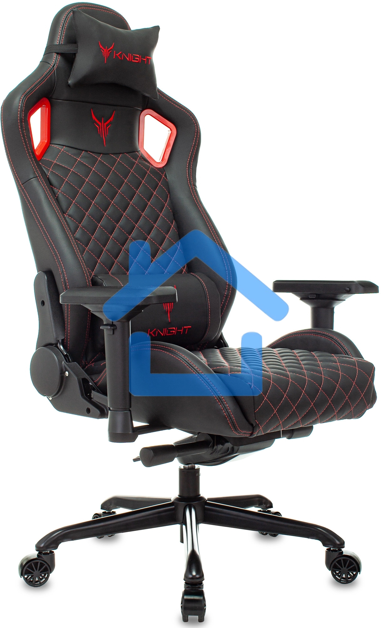Кресло игровое Knight TITAN черный/красный ромбик эко.кожа с подголов. крестовина металл