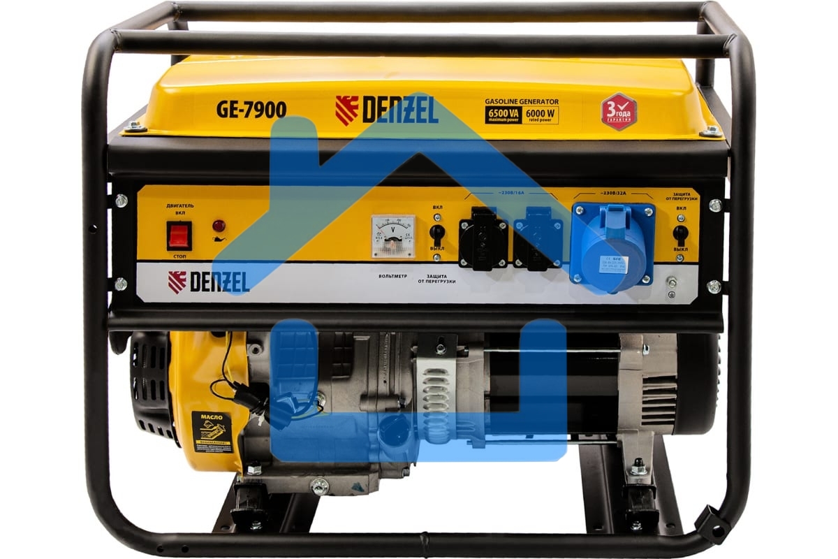 Электрогенератор бензиновый Denzel GE 7900, 6.5 кВт, 97 дБ, 74 кг