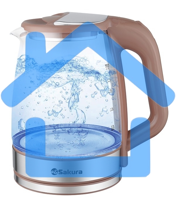 Чайник электрический Sakura SA-2722BR 2,2л,стекл,темный шоколад