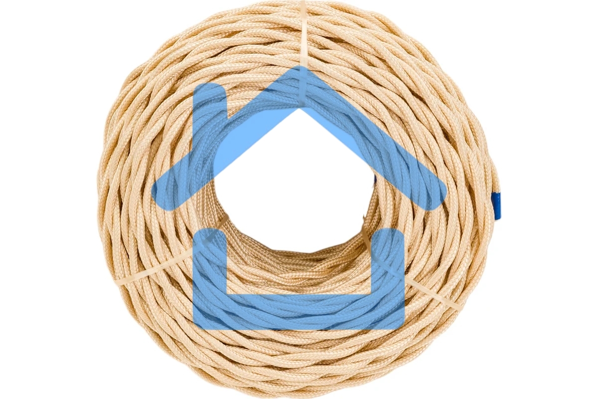 Провод ретро Bironi B1-424-719-50 2х1.5 матовый, песочное золото (уп. 50 м)