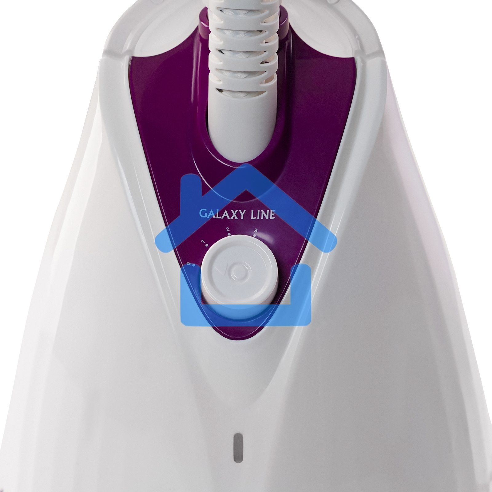 Отпариватель Galaxy Line GL 6211, белый с фиолетовым, стационарный, 2000 Вт, объем контейнера для воды 1,7 л, 3 режима отпаривания