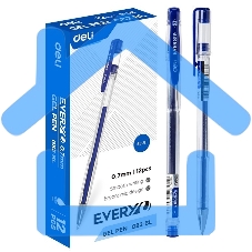 Ручка гелевая Deli EveryU EG82-BL прозрачный, d=0.7мм, синие чернила, 1 стержень, круглая